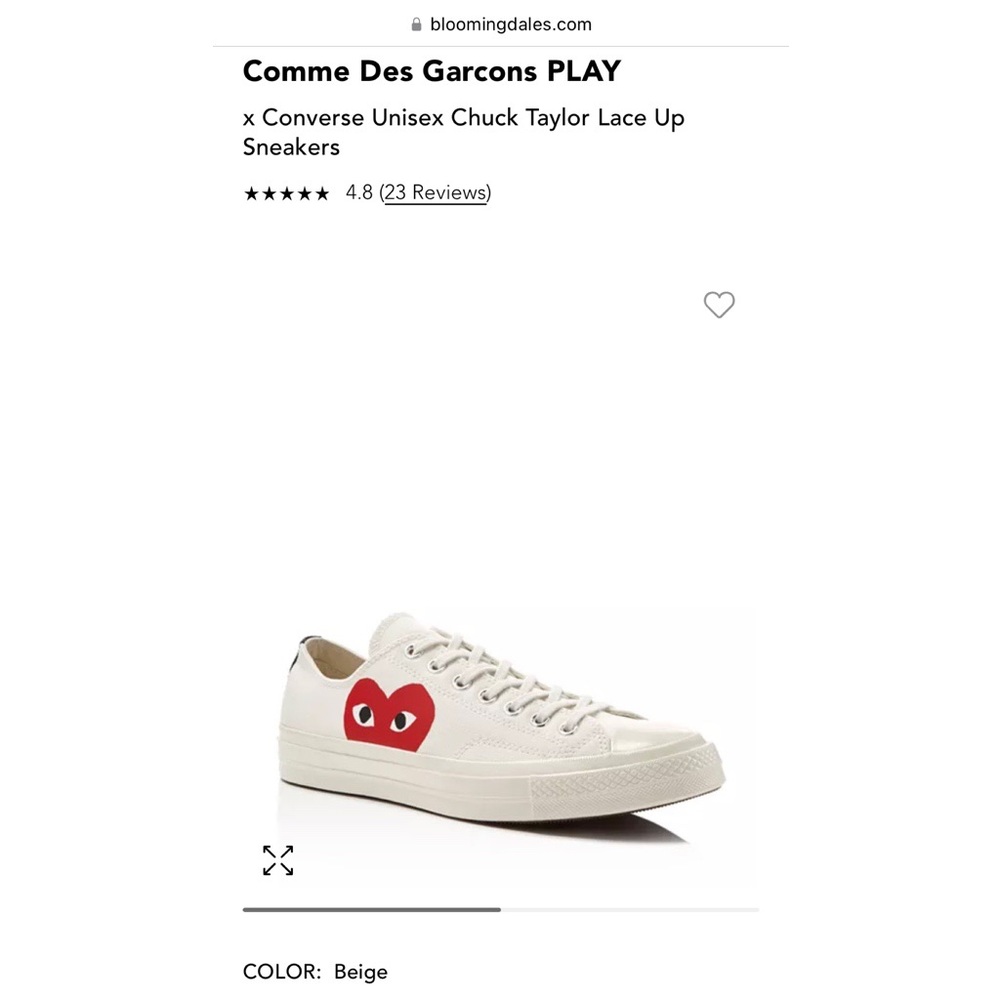 Comme Des Garcons PLAY x Converse Unisex Chuck Taylor Lace Up Sneakers
